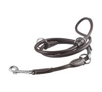 Correa redonda ajustable para perros Knuffelwuff Hoopa de cuero suave, marrón, 200 cm de largo, 0,8 cm de ancho