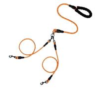 Correa Reflectante de Nailon for Perros múltiples, 1 Uds., con 3 Clips Desmontables, Correa Ajustable sin enredos for Caminar de 2 a 3 Perros(Orange for 2dogs)