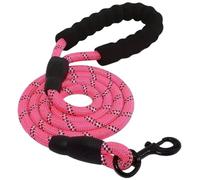 Correa reflectante para perro con cómodo mango acolchado, cuerda de tracción doble resistente para perros fuertes, mejora la seguridad y el contrato (rosa, 1,2 m)