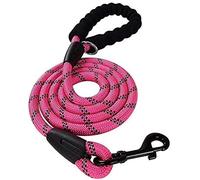 Correa reflectante para perro con mango acolchado, múltiples opciones de tamaño y color (estándar, 1 m de longitud, rosa)