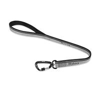 Correa Reflectante Segura de Hyhug Pets 3M - Correa de Nailon de Tejido Jacquard Resistente y Moderno para Perros Grandes medianos Que Caminan de Uso Diario. (Correa Corta de 61cm, Gris definitivo)