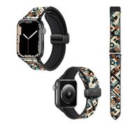 Correa reloj para Apple IWatch 22 mm (38/40/41/42/44/45 mm) de Silicona y Cuero auténtico: Picasso