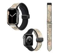Correa reloj para Apple IWatch 22 mm (38/40/41/42/44/45 mm) de Silicona y Cuero auténtico: Rosetón