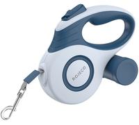 Correa retráctil de 5 m con compartimento para bolso para mascotas (azul) - ROJECO