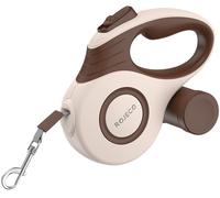 Correa retráctil de 5 m con compartimento para bolso para mascotas (marrón) - ROJECO