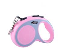 Correa retráctil de 5 m para perro, correa antienredos, resistente para perros pequeños y medianos, mango ergonómico y diseño de huellas (multicolor) (3 m, rosa)
