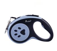 Correa retráctil de 5 m para perro, correa antienredos, resistente para perros pequeños y medianos, mango ergonómico y diseño de huellas (multicolor) (5 m, huella de pata negra)
