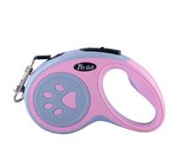 Correa retráctil de 5 m para perro, correa antienredos, resistente para perros pequeños y medianos, mango ergonómico y diseño de huellas (multicolor) (5 m, polvo de huellas de patas)