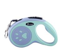 Correa retráctil de 5 m para perro, correa antienredos, resistente para perros pequeños y medianos, mango ergonómico y diseño de huellas (multicolor) (5 m, estampado de pata verde)