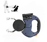 Correa retráctil doble iluminada para 2 perros, doble correa resistente sin enredos con luz LED, giro de 360° y freno de bloqueo rápido, mango ergonómico para perros pequeños y medianos (azul)