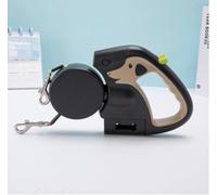 Correa retráctil doble para perro para 2 perros con tecnología giratoria de 360°, linterna LED, soporte para bolsa de excrementos, correas reflectantes para mayor seguridad, sistema de bloqueo dual