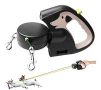 Correa retráctil doble para perros, con luz LED, doble correa extensible para perros de 3 m, flexible, mango antideslizante, botón de freno rápido para perros pequeños y medianos (marrón)