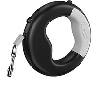 Correa retráctil for Perros, Recargable por USB, Antideslizante, con asa ergonómica, Ligera y Manos Libres(Black,9.8FT)