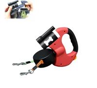 Correa retráctil iluminada para 2 perros con correa retráctil 3M resistente, mango ligero para paseos, correa giratoria antienredos de 360° (rojo)