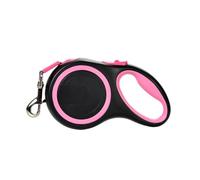 Correa retráctil para perro de 3 m y 5 m, collar de ruleta para accesorios grandes, ajustable, duradera, para caminar, senderismo, bulldog (rosa, 3 m)
