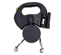 Correa Retráctil para Perro Doble, Cuerda de Nailon Elástica Fuerte de Doble Cabeza, Correas para Caminar para Perros, Caminar, Correr, Senderismo, Trotar (Black)