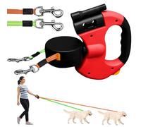 Correa retráctil para perros, 300 cm, correa para perros de doble cabezal, correa giratoria de 360°, correa retráctil y antideslizante, para perros pequeños y medianos (rojo)