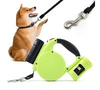 Correa retráctil para perros, 5 m, resistente a mordeduras, correa extensible con luz LED y caja de almacenamiento, correa enrollable para perros, gatos y mascotas de hasta 20 kg, extensible 5 m