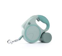 Correa retráctil para perros con LED, extensible para perros pequeños y medianos de hasta 25 kg, mango antideslizante y soporte desmontable para bolsas de caca (verde)