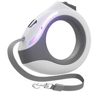 Correa retráctil para perros con linterna, recargable, de 118 pulgadas, con asa redonda y cerradura, ergonómica, ligera y transpirable, correas para perros pequeños medianos, correas para perro