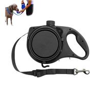Correa retráctil para Perros con Placa y Botella de Agua, Correa para Perros 3 en 1, Correa portátil para Perros, con Botella de Agua y Cuenco incorporados, medianos y Grandes (Nero)
