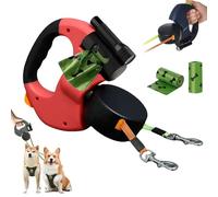 Correa retráctil para perros de 10 pies con luz LED, doble correa para 2 perros, extensión de correa sin enredos de 360°, con bolsa para excrementos, para perros de hasta 50 kg, para entrenamiento y