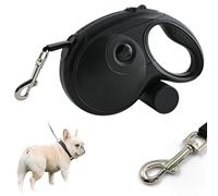 Correa retráctil para perros de 8 m, con bolsa para excrementos y clip de mosquetón, 360 °, botón de bloqueo, correa para perros medianos y grandes, color negro
