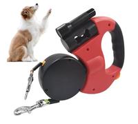 Correa retráctil resistente, iluminación LED integrada, control automático de bloqueo rápido, kit de correr manos libres, equipo canino pequeño, ideal para equipo de seguridad nocturna, 10.2 x 7.1