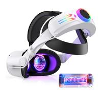 Correa RGB para la cabeza con batería de 12000 mAh para Oculus Quest 2, batería para 8 horas de tiempo de reproducción, carga rápida de potencia de realidad virtual, correa ajustable Elite con soporte