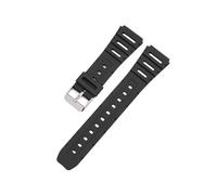 Correa suave for accesorios de reloj for Casio CA-53W CA-61W FT-100W W-520U W-720G correa de reloj Tpu 18mm 20mm correa de pulsera apta for FT100W(Black-Silver,18mm)