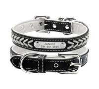 Correa Suave Tejida A Mano, Etiqueta De Identificación, Collar para Perro, Collares De Cuero PU Personalizados para Pugs, Chihuahuas, Schnauzers, Bulldogs,Blanco,Metro