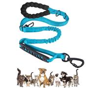 Correa táctica resistente para perro, 4 a 5 pies, elástica que absorbe los golpes con 2 asas acolchadas y cinturón de seguridad de coche para perros medianos y grandes