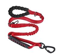 Correa táctica resistente para perro, 4 a 5 pies, elástica que absorbe los golpes con 2 asas acolchadas y cinturón de seguridad de coche para perros medianos y grandes