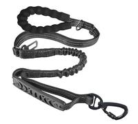 Correa táctica resistente para perro, 4 a 5 pies, elástica que absorbe los golpes con 2 asas acolchadas y cinturón de seguridad de coche para perros medianos y grandes