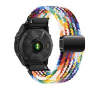 Correa tejida de nailon de 22 mm y 26 mm for Garmin Watch Fenix 8 7 6X Pro Pulsera elástica for banda deportiva Tactlx7MK2(1#rainbow colors,26mm)