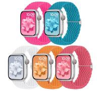 Correa trenzada compatible con Apple Watch 38 mm, 40 mm, 41 mm, 42 mm, correa elástica de tela de nailon para Apple Watch 11 10 9 8 7 6 5 4 3 2 1 SE 3 SE 2 SE, 5 unidades