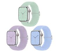 Correa trenzada compatible con Apple Watch 38 mm, 40 mm, 41 mm, 42 mm, nailon elástico, correa elástica para Apple Watch 11 10 9 8 7 6 5 4 3 2 1 SE 3/2/1, 3 unidades