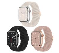 Correa trenzada compatible con Apple Watch 38 mm, 40 mm, 41 mm, 42 mm, nailon elástico, correa elástica para Apple Watch 11 10 9 8 7 6 5 4 3 2 1 SE 3/2/1, 3 unidades