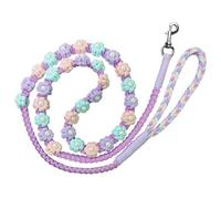 Correa trenzada hecha a mano con diseño floral, cuerda de algodón suave, correa ligera de primavera y verano para perros pequeños y medianos, 59 pulgadas, segura y duradera (susurro de glicinas)