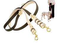 Correa trenzada manos libres para perros pequeños y medianos, diseño 3 en 1 ajustable de 7 pies (cruzado/cintura/de mano) - Revestimiento de PVC, impermeable y duradera, elegante color crema/verde