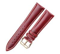 Correa universal, 18/20/22/24 mm Cera de aceite Correa de cuero genuino Mujeres Hombres Cuero de vaca Hebilla Correa de reloj Banda Retro Pulsera Reemplazo(Red brown Watchband With Gold Clasp,20mm)