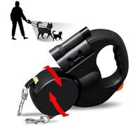Correa Perro Extensible, Correas Flexi 3M Correa Doble Retráctil para Perro, Correa Extensible Perro Pequeño, con Linterna LED, Asa Ergonómica de Goma, para Perro Grande Mediano y Pequeño, hasta 30KG