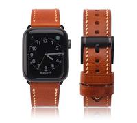 Correas compatibles con Apple Watch, correas de reloj reemplazables de cuero genuino de 1.49/1.57/1.65/1.65/1.77/1.75 pulgadas, correa para iWatch Series SE 1, 2, 3, 4, 5, 6 7, correas de reloj para hombres y mujeres, marrón (1.55/1.77/1.75/1.72 pulgadas, hebilla roja-negra)