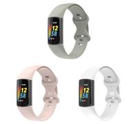 Correas compatibles con Fitbit Charge 6/Charge 5, paquete de 3 pulseras de repuesto ajustables de TPU suave para rastreador de actividad Fitbit Charge 6, S, Metal