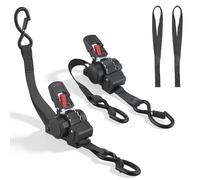 Correas de Amarre con Trinquete 2 Unidades 3,5 m x 25 mm, Cinchas de Amarre Automáticas 680 kg Resistencia, Tensor de Carraca con Ganchos Caucho para Camión Remolque Moto Bici