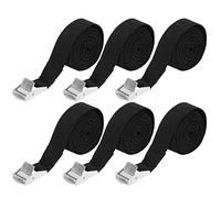 Correas de Amarre de Alta Resistencia, Correas de Amarre con Hebilla Ajustable para Motocicleta, camión, Equipaje, Nailon, aleación de Zinc, Negro, 2,5 m, 6 uds.