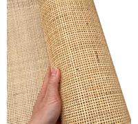 Correas de Caña Ratan Rollo Natural,Rejilla de Mimbre Rollo de Ratán por Metros,Trenza Vienesa Tejida a Mano Material Plano de Ratán,Hoja de Tejido de Mimbre para Muebles(50cmx3m)