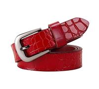 Correas de cuero genuino de la correa de las mujeres hebilla de cinturón mujeres piel de la vaca Ancho 2,8cm Azul rojo, 110cm