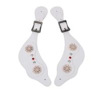 Correas de Cuero para Espuelas, Juego de 2 Correas para Botas Ajustables con Flores de Diamantes de Imitación Occidentales, Accesorios Ecuestres Hechos a Mano, Ideal para Vaquero, Equipo de