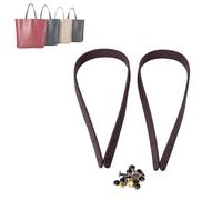 Correas de Cuero para Monedero, 2 Piezas de 65 cm, asas para bolsos, Correa de Cuero de Repuesto con Remaches, Asas Cortas para Bolso, Correa para Bolso de Monedero para Patchwork de Bricolaje(Marrón)